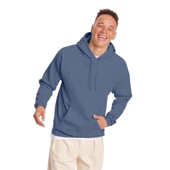 Hanes Other - Hanes Men's Eco Smart Hoodie. Cotton Blend Heather Blue. XL #1526